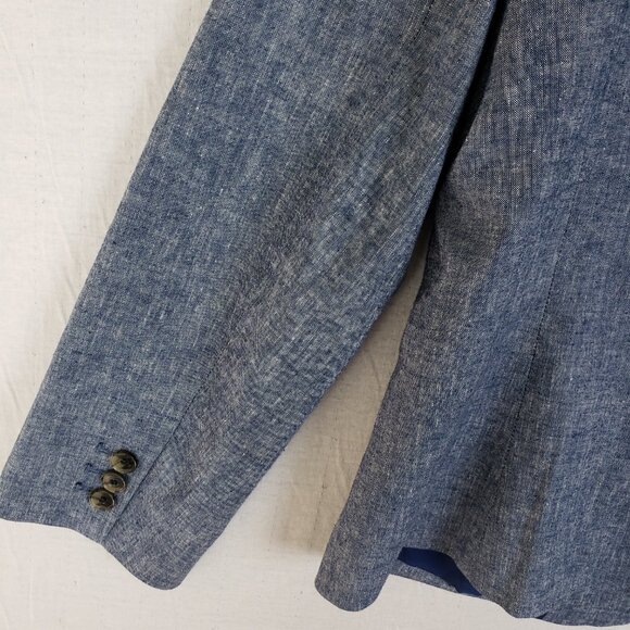 Ann Taylor Linen Blend Blazer Career Office Heather Blue size 8 Minimalist - Picture 8 of 13